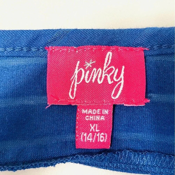 PINKY Girls Sleeveless Pullover Basic Neck Blue Striped Tank Top Size XL 14/16 - Picture 10 of 12